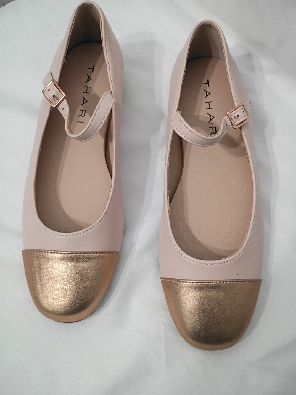 Tahari Women's Mary Jane Flats Pink Rose Gold Cap Toe Size 7.5